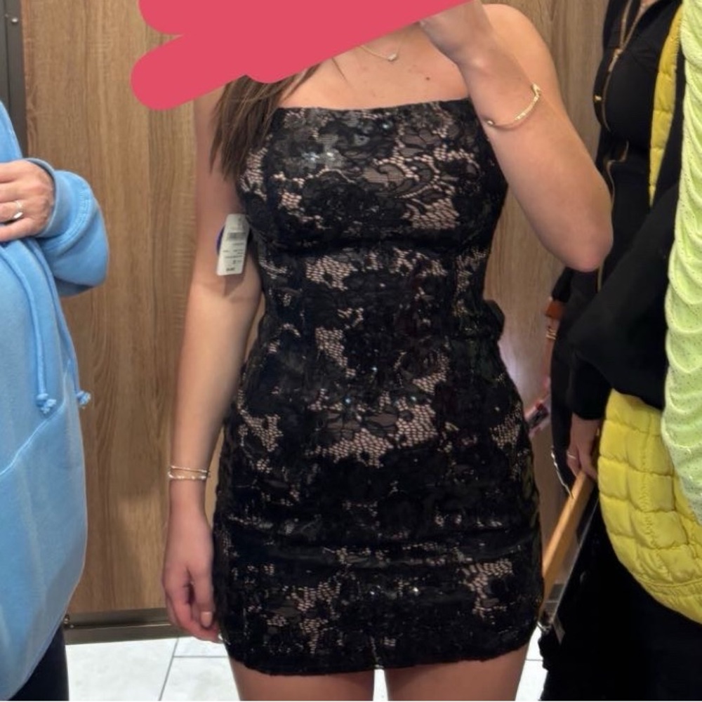 Sequin Black Floral Dress